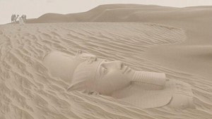 Visage de pharaon dans le sable